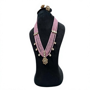 Precioso conjunto de collar Kundan de moissanita chapado en oro de latón de primera calidad para mujer, colección para bodas. - Product Image 2