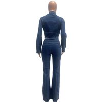 Ensemble 2 pièces prêt à expédier 2026 : Veste en jean et pantalon à manches longues pour femme (tailles S-2XL)