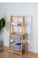 Vente en gros de grands chiffons imperméables pliants durables à 3 niveaux panier à linge en bambou naturel paniers étagère pour le salon
