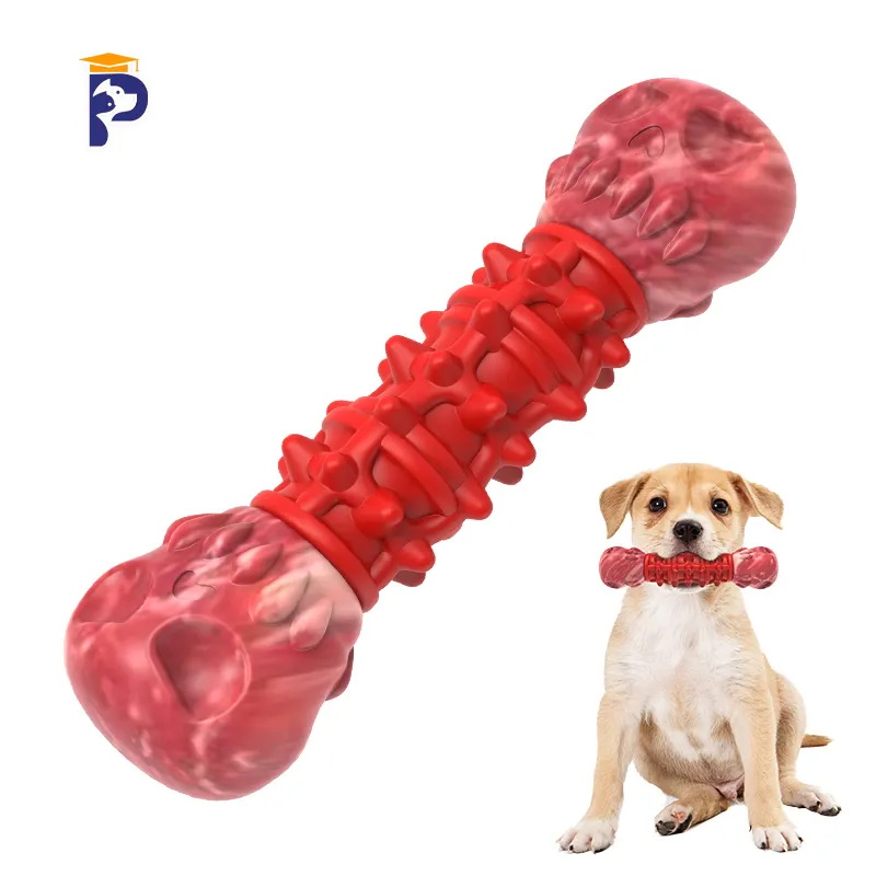 2022 Petfessor Wholesale Nature Rubber Pet Dog Red Bone Shapeきしむ噛むおもちゃ