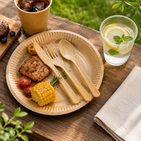 Ensemble de couverts en bagasse de canne à sucre certifiés BPI, 3 pièces, fourchette, couteau, cuillère compostables, couverts biodégradables, vente en gros