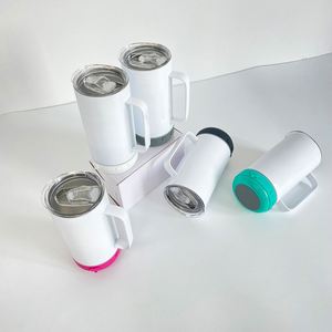 Custom Logo14oz <b>Double</b> <b>Walled</b> Smart Non-tapered Travel <b>Mugs</b> White Sublimation Blanks Straight Display Speaker - Product Image 2