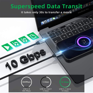 5A Veloce di Ricarica <span class=keywords><strong>USB</strong></span> 3.1 Intrecciato <span class=keywords><strong>Maschio</strong></span> a <span class=keywords><strong>Femmina</strong></span> <span class=keywords><strong>USB</strong></span>-C di Estensione di Tipo C a Tipo C Cavo - Product Image 2