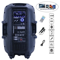 Sistema de Karaoke con Subwoofer de 400W y 15 Pulgadas, Altavoz Inalámbrico BT, Pantalla LCD, Luces LED para Fiestas, Soporte, Micrófono, Batería, Bocina Parlante