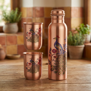 Ensemble de bouteilles d'eau en verre cuivre antique à texture martelée, revêtement anti-corrosion, résistant à l'eau bouillante, compatible lave-vaisselle, boîte personnalisée - Product Image 3