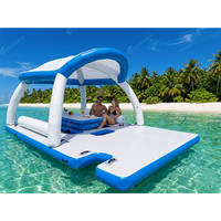 Plataforma Flotante Inflable Resistente para Agua, con Toldo para Protección Solar, para Lago