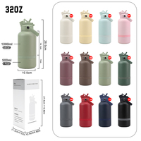 Distributeur d'eau pour animaux de compagnie personnalisé, bouteille d'eau de voyage pour animaux de compagnie de 32 oz, bouteille d'eau pour chien portable multifonctionnelle en acier inoxydable isolée 3 en 1