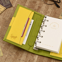 Carnet à spirale A7 A6 A5 à bouton-pression, couverture souple, bloc-notes cadeau avec portefeuille organisateur de budget motif chaton