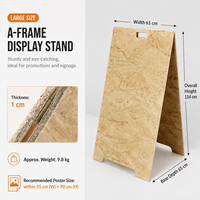Papan Iklan Kayu A-Frame Custom dengan Cetak UV, Penutup Vinyl Tahan Air, Lapisan Powder Coating, Model Berdiri di Lantai