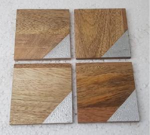 Wholesale Price Direct Factory Sale Aluminum Border Design Wood Square <b>Coaster</b> for Hotel Home <b>and</b> Restaurant - Product Image 5