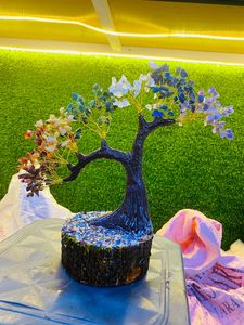 ต้นพลอย7-Chakra ใหญ่คุณภาพสูงประดับด้วยหินกึ่งมีค่างานฝีมือลวดลายแกะสลักจากฮวงจุ้ยอินเดีย - Product Image 4