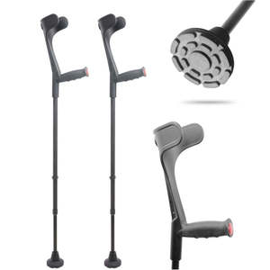 Muletas para adultos (x2 unidades) Ortopédicas de aluminio con soporte ancho, negras KMINA K10005 - Product Image 3