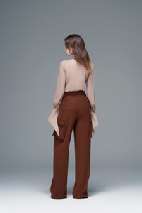 Nuevo diseño de pantalones y Pantalones de mujer rectos de piernas anchas etiquetas Nina pantalón acampanado tela de alta calidad Enzo Vietnam mayorista - Product Image 5