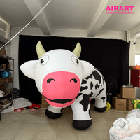 Modèle de vache gonflable personnalisé de 2,5 m, décoration géante d'animal de ferme de dessin animé pour événements en plein air