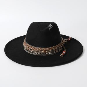 <span class=keywords><strong>Chapeau</strong></span> d'hiver à large bord pour cow-boy Jazz <span class=keywords><strong>Chapeau</strong></span> Fedora en feutre de laine de qualité supérieure pour les voyages, les fêtes et les loisirs Unisexe - Product Image 3