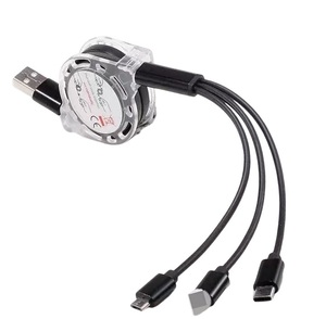 Durable 3 In 1 Zip Zap Style Data Cable With Multi Connector Support For Type C And Micro USB Devices Fast Charging - Product Image 5