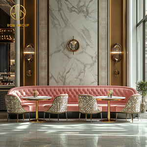 Ensemble de mobilier de <span class=keywords><strong>restaurant</strong></span> et café <span class=keywords><strong>en</strong></span> marbre rond pour café, comprenant table, chaises et banquette - Product Image 2