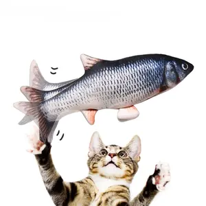 Sıcak satış interaktif kedi oyuncak Usb elektrikli hareketli balık Catnip simülasyon balık hareketli kedi Kicker