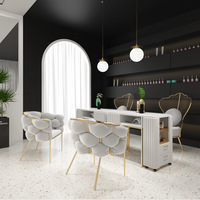 Ensemble de mobilier professionnel pour salon de beauté des ongles, bureau et chaise de manucure de luxe, table client blanche en fer et métal pour salon