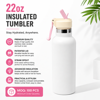 Bouteille d'eau isotherme Jiahe anti-fuite 22oz en acier inoxydable avec paille brevetée et bec verseur, design sportif écologique
