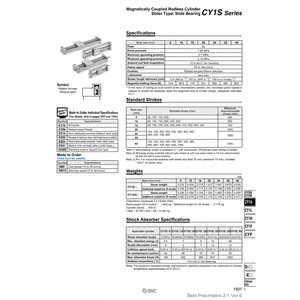 Cilindro sin vástago SMC Pneumatics, piezas neumáticas - Product Image 1