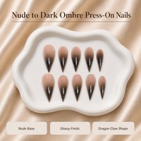 L8 Kaixin Factory Faux ongles à presser effet ombré nude à gris foncé Dragon Claw, Fournitures pour ongles effet ombré gris Dragon Claw