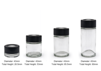 Pot en verre transparent, blanc ou noir personnalisé de 2 oz, 3 oz, 4 oz avec couvercle grossissant en plastique transparent/noir et autocollant personnalisé