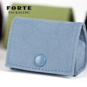 FORTE Mini Portable Suede Jewelry Pouch Custom Logo Printed Velvet <b>Envelop</b> Flap Pouches Jewelry <b>Gift</b> Bag With Button Closure - Product Image 6