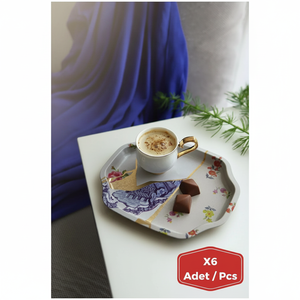 ชุดถาดขอบโค้งงอ238x358 2ชิ้น kintsugi ลายดอกไม้หลอดเลือดดำสีทองดีไซน์สวย - Product Image 3