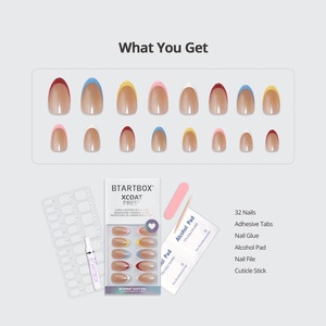 BTARTBOX Uñas Postizas Artificiales al por Mayor, Uñas Postizas Cortas con Punta Francesa en Forma de Almendra, Gel Suave XCOAT, Uñas Postizas a Presión, 32 Piezas - Product Image 3