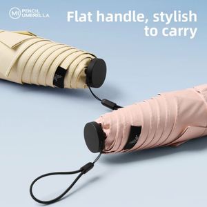Parapluie crayon pliable 3 volets 6 baleines, style japonais, 145g, ultra-léger, portable, en fibre, protection solaire UV, double usage, moderne pour femme - Product Image 4