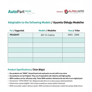 Kit de réparation de vitre avant droite pour Peugeot 307 Cabriolet - Product Image 1