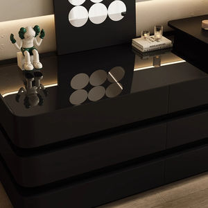 Coiffeuse rétractable de luxe avec rangement à six compartiments et miroir Coiffeuse à maquillage en bois massif pour chambre à coucher - Product Image 5