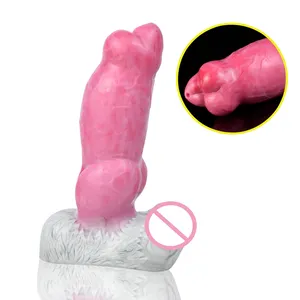 Dildo de silicone realista de 7.28 polegadas, brinquedo sexual feminino para nó de cachorro, pênis de borracha, plugue anal, brinquedo sexual