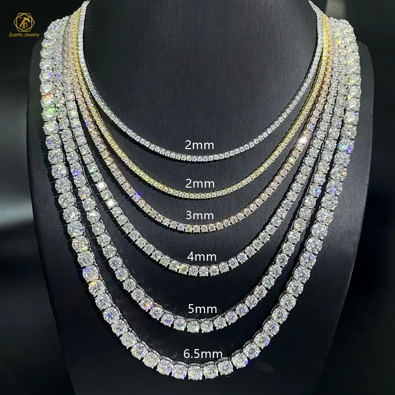 أرخص سعر للهيب هوب ، الفضة الإسترلينية 2 ، 3 ، 4 ، 5 ، من من الماس مقابل قلادة المويسانيتي ، سلسلة تنس المويسانيتي