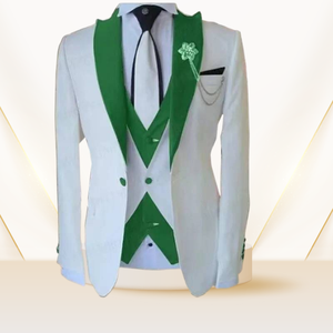 Abito da sposo a 3 pezzi da uomo, design alla moda, gilet <span class=keywords><strong>bianco</strong></span>, pantaloni blu royal, smoking. - Product Image 6