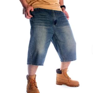 Suoolier  Logo personnalisé Jeans décontractés en coton Hip Hop pour hommes Pantalons amples de haute qualité Pantalons courts en denim de grande taille pour hommes - Product Image 3