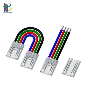 Conector de tira de crimpagem de LED COB 24V sem solda 10mm 12mm 4 pinos RGB conectores de cabo de extensão de tira de LED 12V RGB