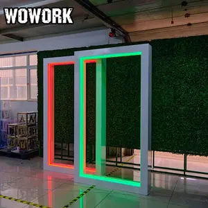 Wowork RGB แอปฉากหลังนีออนรีโมตยืนเวทีสี่เหลี่ยมผืนผ้ารูปภาพสี่เหลี่ยมกรอบรูปโค้งตกแต่งสำหรับงานแต่งงานงานวันเกิด