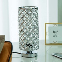 Lampe de table moderne en cristal avec double port de charge USB, base chromée, lampe de chevet, décoration intérieure pour chambre à coucher, salon, hôtel, projet