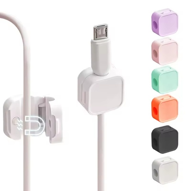 New Trending Desktop Cable Clips Magnetism Plastic Cable Organizer Rubber Paste Adhesive Cable Clamp Electronic Desk Holder
