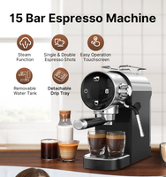 Machine à café expresso semi-automatique compacte pour la maison, vente en gros, écran tactile couleur, mousseur à lait en plastique pour petite cuisine