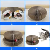 Griffoir pliable en carton ondulé Magic Organ pour chat avec clochette pour le nettoyage interactif des griffes