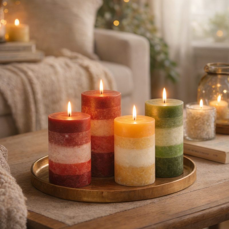 Wholesale Handmade Multi Color Pillar Candles