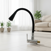 Robinet mural noir en céramique pour piscine, pistolet pulvérisateur, eau froide uniquement, bec allongé pour balcon, douchette moderne rotative