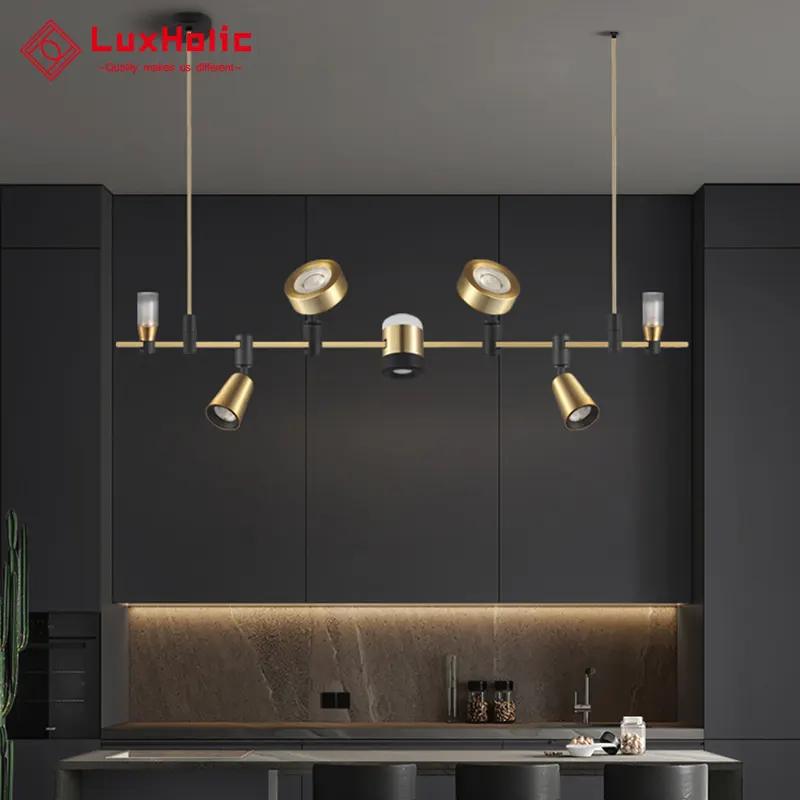 LuxHolic Hotel Kamar Tidur Ruang Tamu Ruang Bergerak DIY Lampu Dapur Emas Mengikuti Lampu Led Plafon Mewah Dekorasi Lampu Gantung