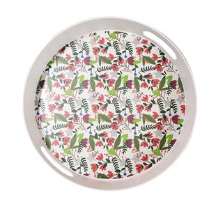 Bandeja de plato de <span class=keywords><strong>melamina</strong></span> redonda EU2020/1245 con asas, <span class=keywords><strong>vajilla</strong></span> de plástico ecológica con patrón de plantas - Product Image 1