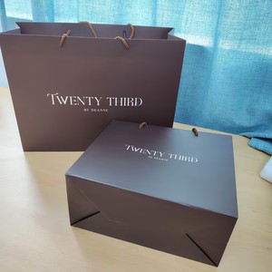 Custom Luxury Dark Brown Paper Gift Bag Print Cream Logo <b>Rope</b> Handle Boutique Clothing Cosmetic Shopping Paper Bags - Product Image 2