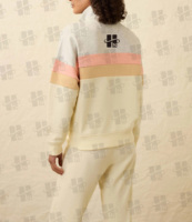 Sweatshirt Wanita Model Quarter Zip Motif Garis Pantai, Bahan Katun Poliester Berkualitas Tinggi, Sablon Custom OEM, Grosir Hodoie Wanita