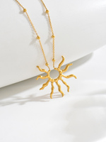 Collier JINYOU plaqué or 18 carats en acier inoxydable avec pendentif soleil géométrique tendance et perle d'eau douce pour femme